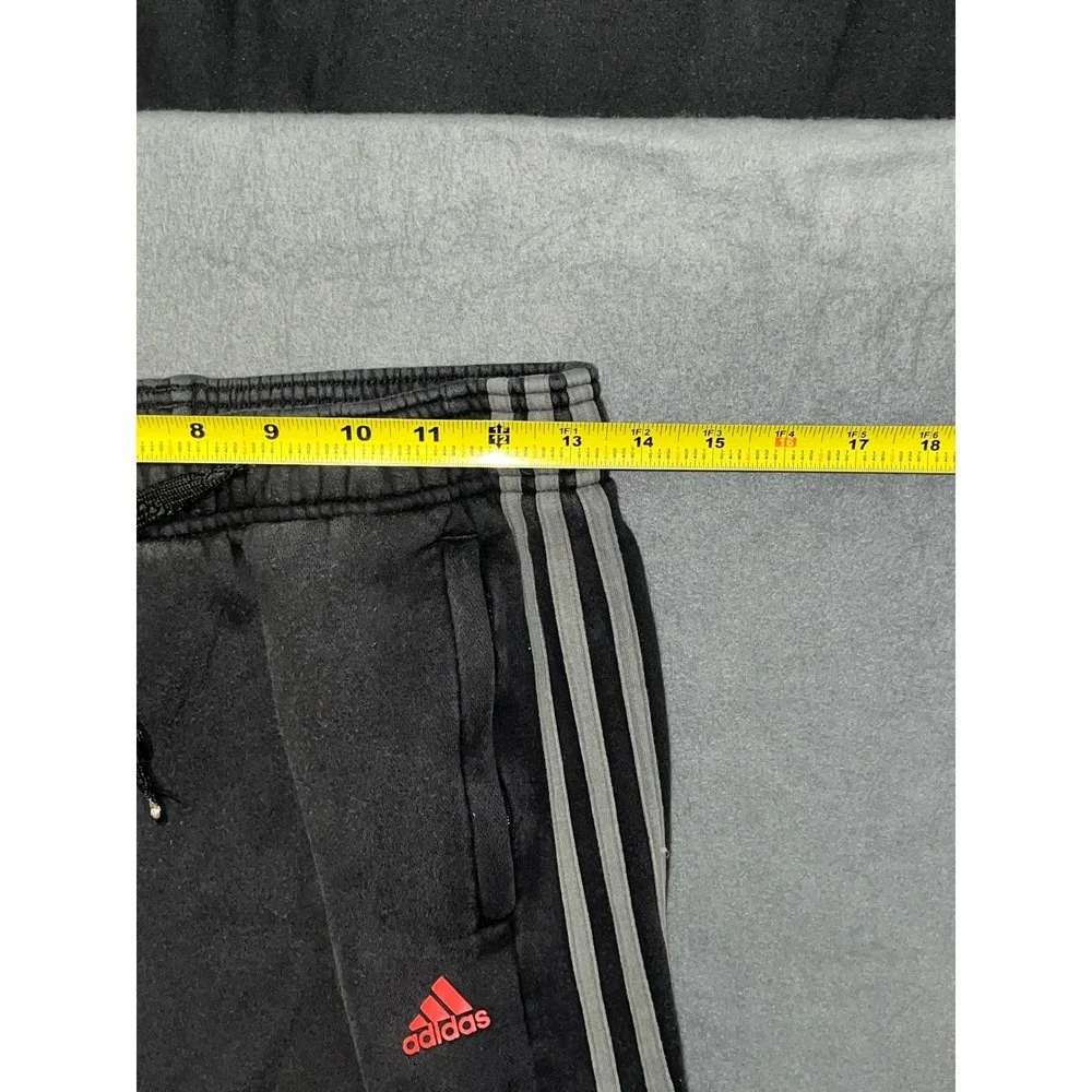 Adidas Mens Joggers Black Grey Three Stripe Red Logo Sweatpants Pants